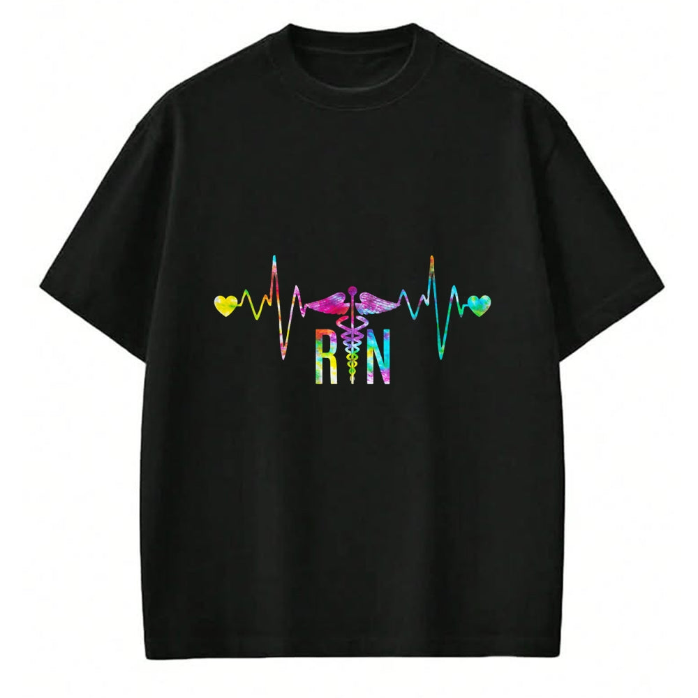 Funny Nurse Shirt, Nurse Unisex T-Shirt/Hoodie/Sweatshirt HLT00 - Womens Lovely RN Registered Nurse Tie Dye - Nurse Tshirts for Women V-Neck T-Shirt