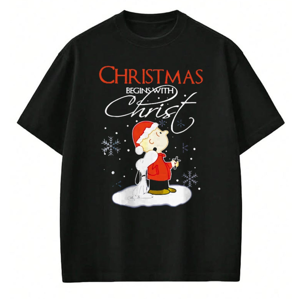 Christian Tee, Christian Faith Unisex T-Shirt/Hoodie/Sweatshirt HLT00 - Christmas Begins With Christ Xmas Gift Holiday costume T-Shirt