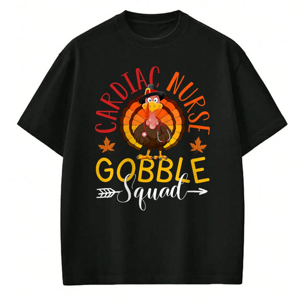 Funny Nurse Shirt, Nurse Unisex T-Shirt/Hoodie/Sweatshirt HLT00 - Cardiac Nurse Gobble Squad Nurse Thanksgiving Turkey Day T-Shirt