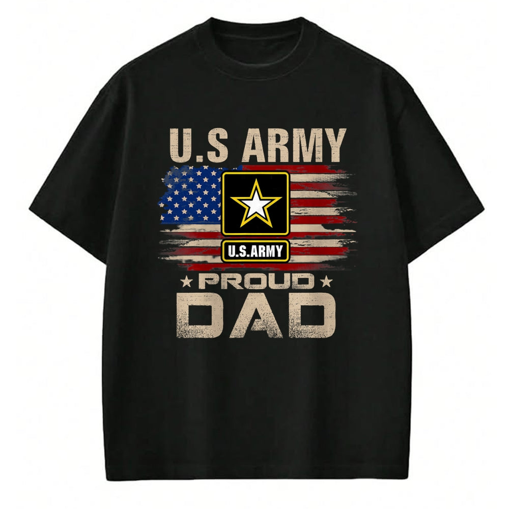 Gift for Dad Shirt, Funny Dad Unisex T-Shirt/Hoodie/Sweatshirt HLT00 – Vintage U.S Army Proud Dad With American Flag T-Shirt