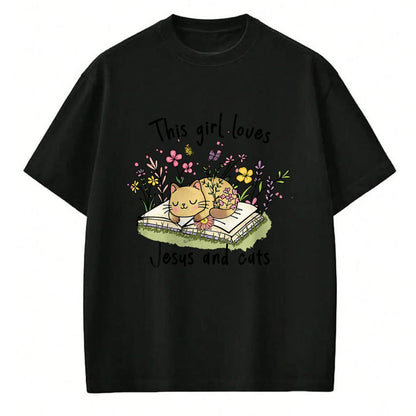 Cat Love Shirt, Funny Cat Lover Gift UnisexT-Shirt/Hoodie/Sweatshirt HLT00 - This Girl Loves Jesus and Cats Cute Christian T-Shirt (1)