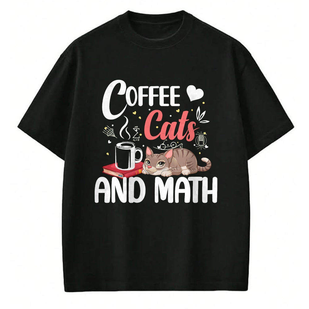 Cat Love Shirt, Funny Cat Lover Gift UnisexT-Shirt/Hoodie/Sweatshirt HLT00 - I Love Math Cats And Coffee Heart Mathematics Teacher T-Shirt
