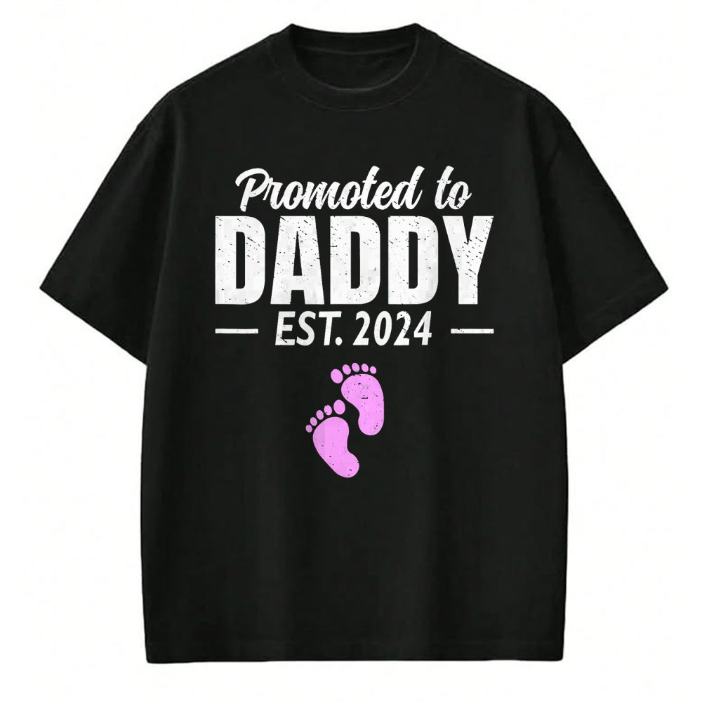 Gift for Dad Shirt, Funny Dad Unisex T-Shirt/Hoodie/Sweatshirt HLT00 – Promoted To Daddy Est 2024 Fathers Day First Time Dad Girl T-Shirt