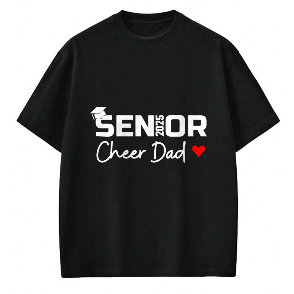 Gift for Dad Shirt, Funny Dad Unisex T-Shirt/Hoodie/Sweatshirt HLT00 – Proud Cheer Dad Of A Class Of 2025 Senior Graduate Red Heart T-Shirt