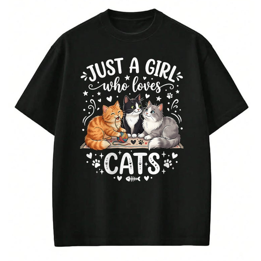 Cat Love Shirt, Funny Cat Lover Gift UnisexT-Shirt/Hoodie/Sweatshirt HLT00 - Just A Girl Who Loves Cats T-Shirt (2)