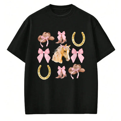 Best Horse Lover Shirt , Funny Horse UnisexT-Shirt/Hoodie/Sweatshirt HLT00 - Western Girl Country Rodeo Pink Cowgirl Horse Coquette Bow T-Shirt