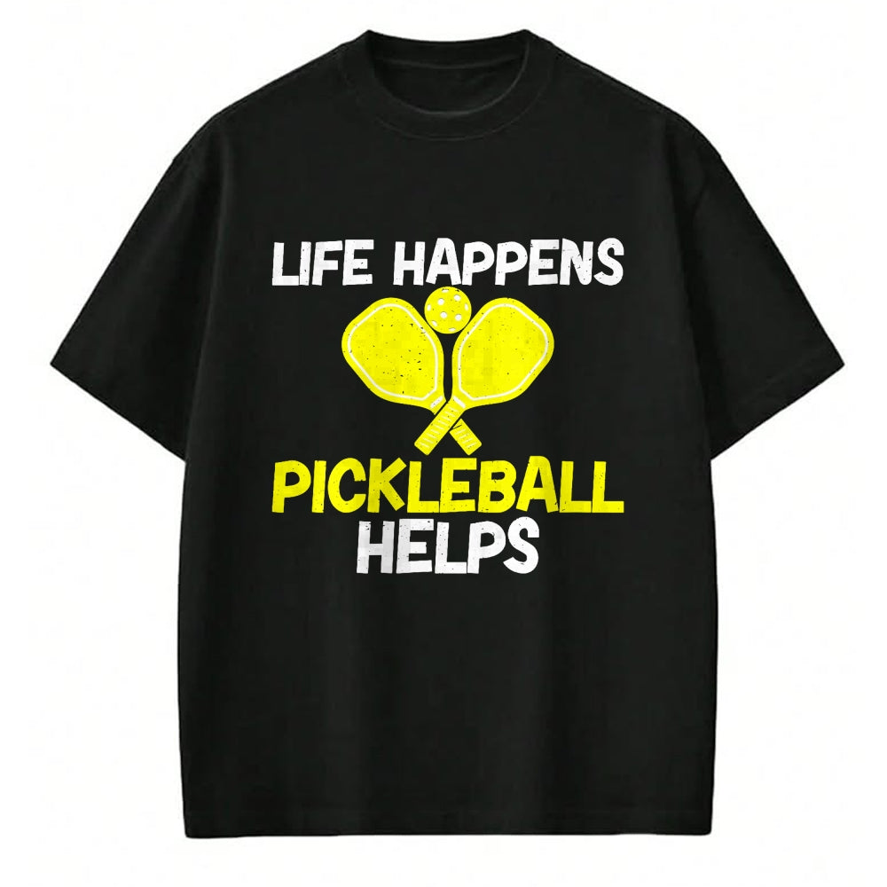 Funny Pickleball Shirt, Pickleball Lover Unisex T-Shirt/Hoodie/Sweatshirt HLT00 - Womens Life Happens Pickleball helps Pickleball V-Neck T-Shirt