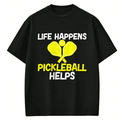 Funny Pickleball Shirt, Pickleball Lover Unisex T-Shirt/Hoodie/Sweatshirt HLT00 - Womens Life Happens Pickleball helps Pickleball V-Neck T-Shirt