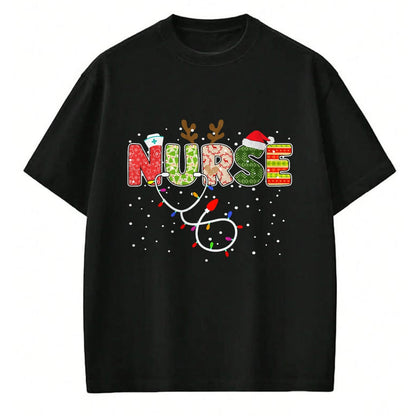 Funny Nurse Shirt, Nurse Unisex T-Shirt/Hoodie/Sweatshirt HLT00 - Stethoscope Santa Hat Reindeer Xmas Christmas Nurse T-Shirt