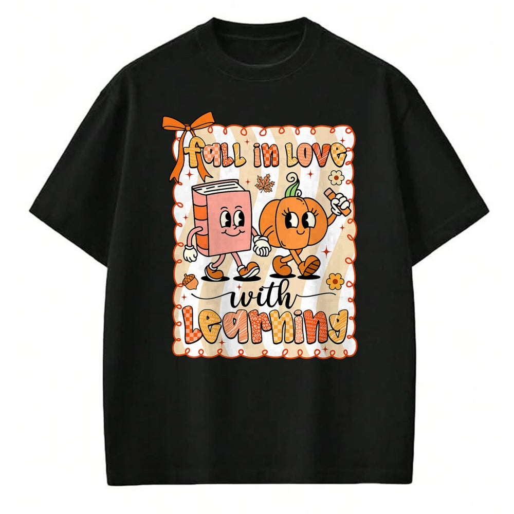 Best Thanksgiving Family Shirt , Funny Thanksgiving UnisexT-Shirt/Hoodie/Sweatshirt HLT00 - Pumpkin Teacher Preppy Fall in Love with Learning Autumn T-Shirt