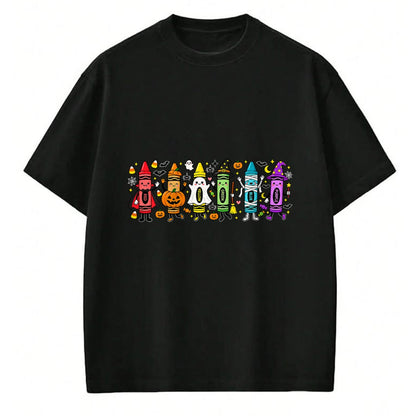 Best Teacher Shirt, Funny Teacher UnisexT-Shirt/Hoodie/Sweatshirt HLT00 - Spooky Halloween Crayons Teacher Classroom T-Shirt