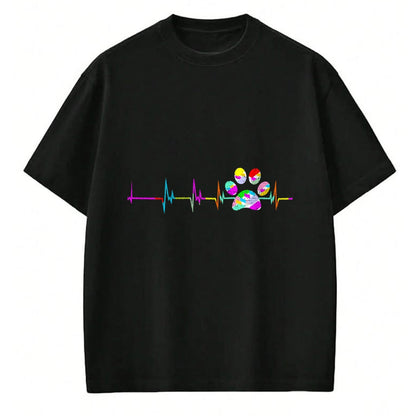 Dog Love Shirt, Dog Lover Gift T-Shirt/Hoodie/Sweatshirt HLT00 - Dog Paw Heart - Dog Paw Print Heartbeat Shirt Women Girls Mom Love Dogs T-Shirt