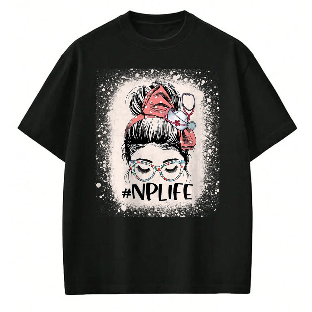 Funny Nurse Shirt, Nurse Unisex T-Shirt/Hoodie/Sweatshirt HLT00 - Nurse practitioner Funny NP Life Women Messy Bun Nurse T-Shirt (1)
