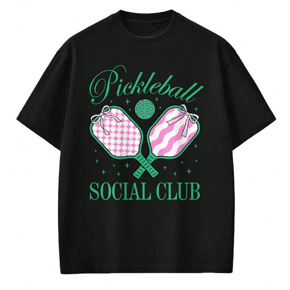 Funny Pickleball Shirt, Pickleball Lover Unisex T-Shirt/Hoodie/Sweatshirt HLT00 - Pickleball Social Club Coquette Bow Pickleball Women Girls T-Shirt