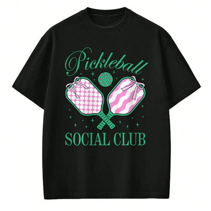 Funny Pickleball Shirt, Pickleball Lover Unisex T-Shirt/Hoodie/Sweatshirt HLT00 - Pickleball Social Club Coquette Bow Pickleball Women Girls T-Shirt