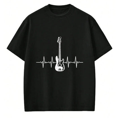 Guitar Lover Shirt, Funny Guitar UnisexT-Shirt/Hoodie/Sweatshirt HLT00 - Cool Bass Guitar Heartbeat Design for Bass Player Men Women T-Shirt, Men, Black, 3X-Large