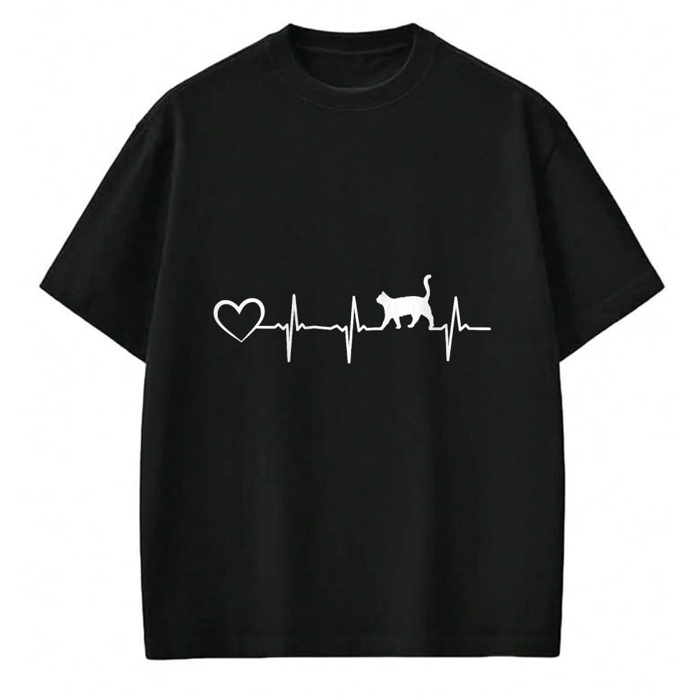 Cat Love Shirt, Funny Cat Lover Gift UnisexT-Shirt/Hoodie/Sweatshirt HLT00 - Cat Heartbeat Heart - Cat Puppy Cats Hearts Baby Cat Owner T-Shirt