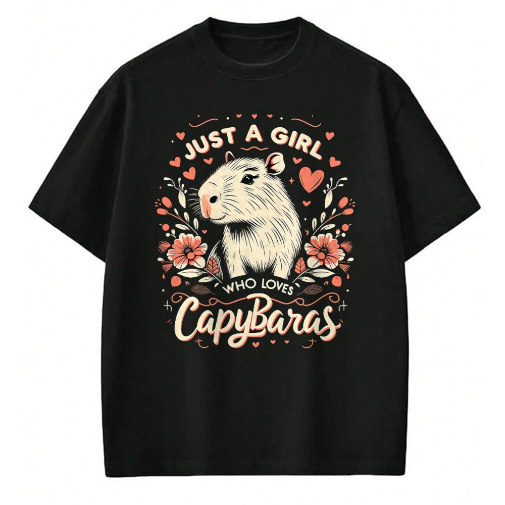 Cute Capybara Shirt, Funny Capybara Unisex T-Shirt/Hoodie/Sweatshirt HLT00 - Just a Girl who Loves Capybaras T-Shirt (6)