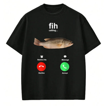 Funny Fishing Shirt, Gift For Fishing Lover Unisex T-Shirt/Hoodie/Sweatshirt HLT00 - Fih Calling Remind me Message Decline Accept Phone Call Fish T-Shirt