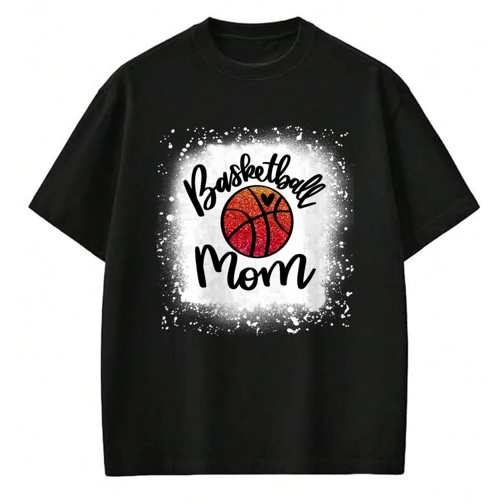Gift for Mom Shirt, Funny Mom Unisex T-Shirt/Hoodie/Sweatshirt HLT00 - Leopard Bleached Basketball Mom Game Day Gift T-Shirt