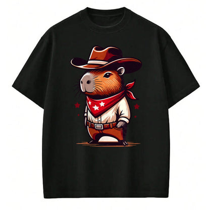 Cute Capybara Shirt, Funny Capybara Unisex T-Shirt/Hoodie/Sweatshirt HLT00 - Western Capybara Cowboy T-Shirt