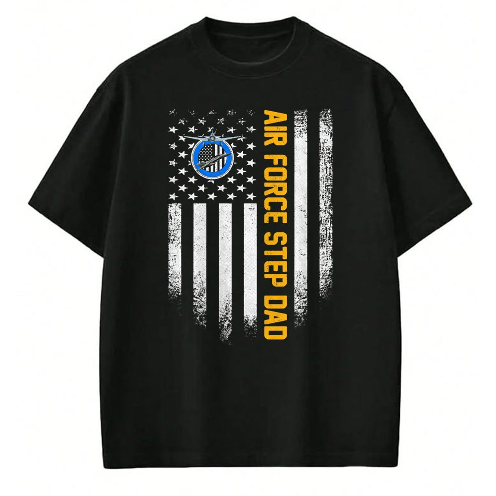 Gift for Dad Shirt, Funny Dad Unisex T-Shirt/Hoodie/Sweatshirt HLT00 – Vintage USA American Flag Proud Air Force Veteran Step Dad T-Shirt