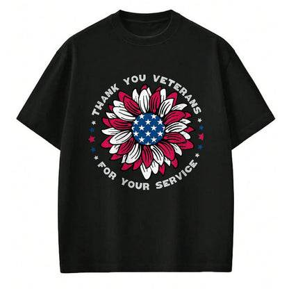 Proud Veteran Shirt, Funny Veteran UnisexT-Shirt/Hoodie/Sweatshirt HLT00 - Thank You Veterans Sunflower, Military Veterans Day Tribute T-Shirt, Men, Black, 3X-Large