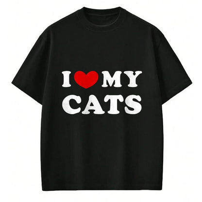 Cat Love Shirt, Funny Cat Lover Gift UnisexT-Shirt/Hoodie/Sweatshirt HLT00 - I Love My Cats, I Heart My Cats T-Shirt, Men, Black, 3X-Large (1)