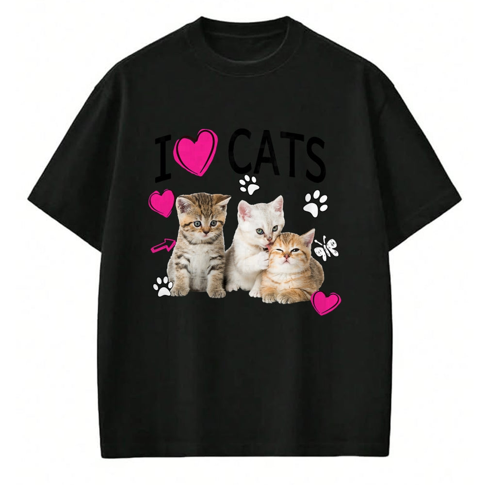 Cat Love Shirt, Funny Cat Lover Gift UnisexT-Shirt/Hoodie/Sweatshirt HLT00 - Cat Lover Tee Cute I Love Cats Kittens Hearts Paws Gift Idea T-Shirt