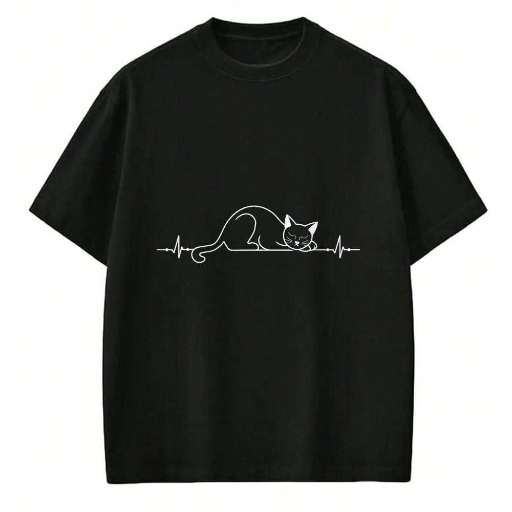 Cat Love Shirt, Funny Cat Lover Gift UnisexT-Shirt/Hoodie/Sweatshirt HLT00 - Cat Heartbeat Love Cats Women_s Girls Cat Lover T-Shirt (2)