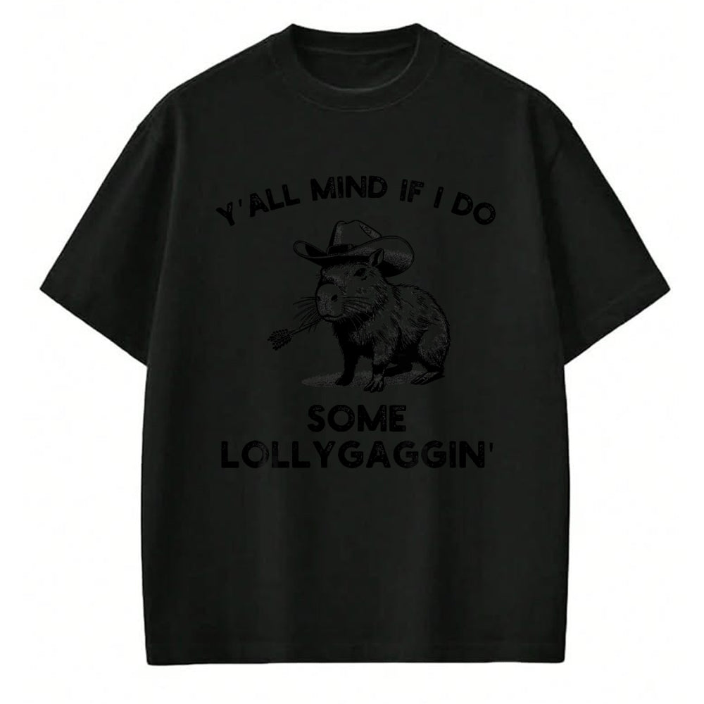 Cute Capybara Shirt, Funny Capybara Unisex T-Shirt/Hoodie/Sweatshirt HLT00 - Y_all Mind if I do some Lollygaggin_ Funny capybara cowboy T-Shirt