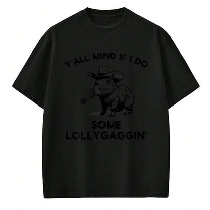 Cute Capybara Shirt, Funny Capybara Unisex T-Shirt/Hoodie/Sweatshirt HLT00 - Y_all Mind if I do some Lollygaggin_ Funny capybara cowboy T-Shirt