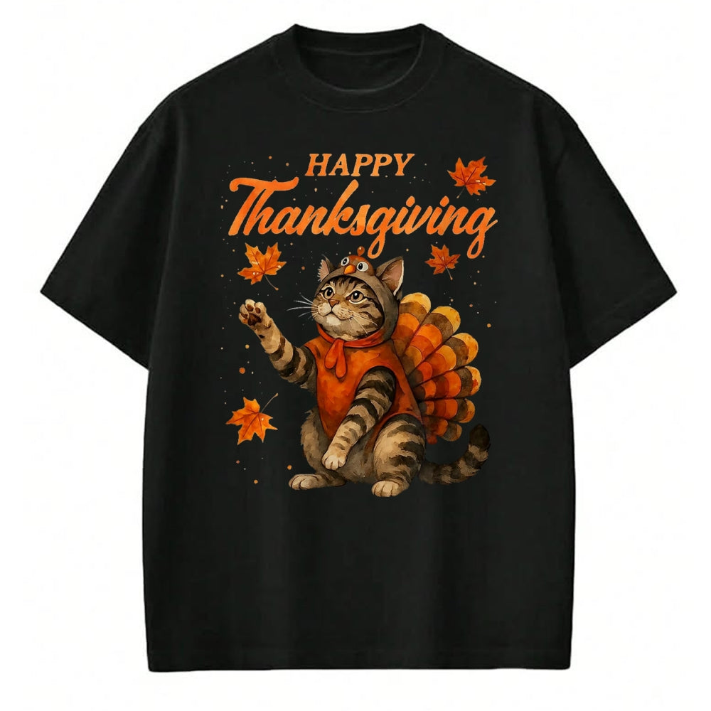 Best Thanksgiving Family Shirt , Funny Thanksgiving UnisexT-Shirt/Hoodie/Sweatshirt HLT00 - Cute Cat Turkey Happy Thanksgiving Fall Meow Cat Lover T-Shirt, Men, Black, 3X-Large