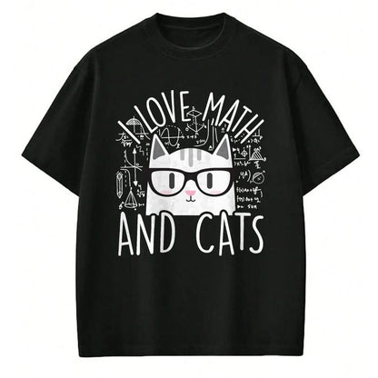 Cat Love Shirt, Funny Cat Lover Gift UnisexT-Shirt/Hoodie/Sweatshirt HLT00 - I Love Math and Cats Cute Kitty Cat Feline Lover Gift T-Shirt Small