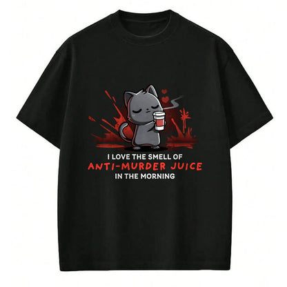 Cat Love Shirt, Funny Cat Lover Gift UnisexT-Shirt/Hoodie/Sweatshirt HLT00 - Cat Drink Coffee I Love The Smell Of Anti Murder Juice Long Sleeve T-Shirt