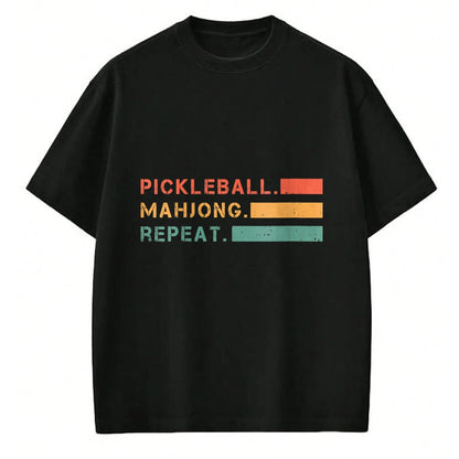 Funny Pickleball Shirt, Pickleball Lover Unisex T-Shirt/Hoodie/Sweatshirt HLT00 - Women's Pickleball Mahjong Repeat Sport Lover Gambling Chinese Game V-Neck T-Shirt