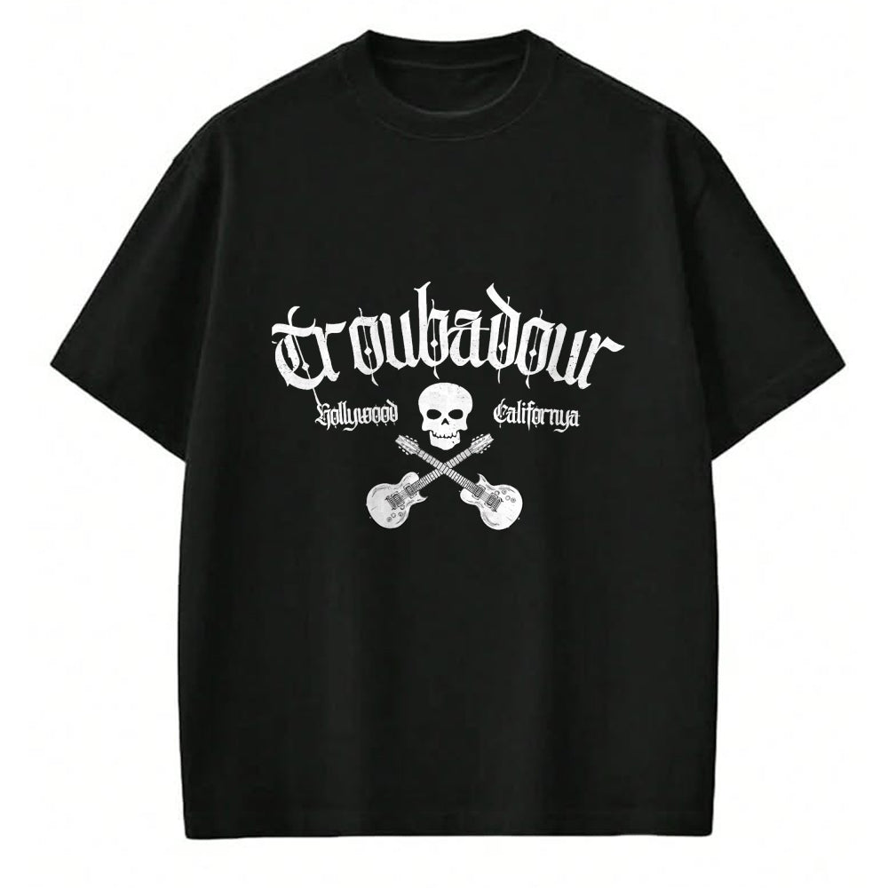 Guitar Lover Shirt, Funny Guitar UnisexT-Shirt/Hoodie/Sweatshirt HLT00 - Vintage Skull Troubadour Guitar Rock Music Tee T-Shirt