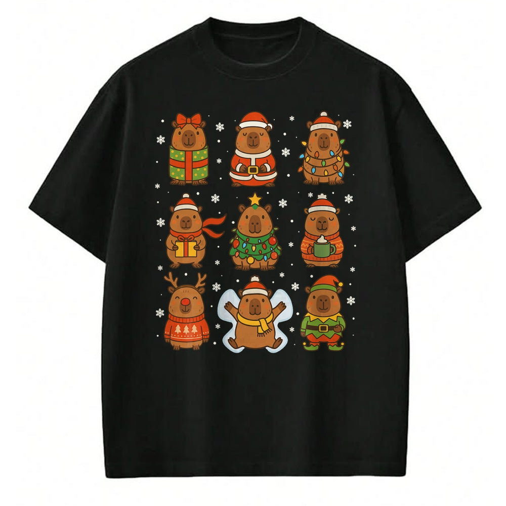 Cute Capybara Shirt, Funny Capybara Unisex T-Shirt/Hoodie/Sweatshirt HLT00 - Cute Christmas Capybara Funny Family Xmas Men Women Kids T-Shirt