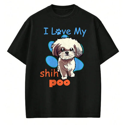 Dog Love Shirt, Dog Lover Gift T-Shirt/Hoodie/Sweatshirt HLT00 - I Love My Shih Poo Shirt Best Dog Lover Paw Print Christmas T-Shirt
