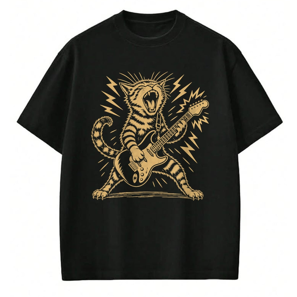 Guitar Lover Shirt, Funny Guitar UnisexT-Shirt/Hoodie/Sweatshirt HLT00 - Cat Playing Guitar Rock and Roll Music Men Women Kids T-Shirt