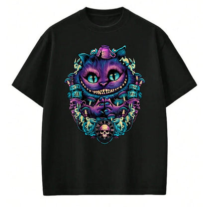 Cat Love Shirt, Funny Cat Lover Gift UnisexT-Shirt/Hoodie/Sweatshirt HLT00 - Cheshire Cat Shirt Alice in Wonderland Graphic T-Shirt, Women, Purple, XX-Large