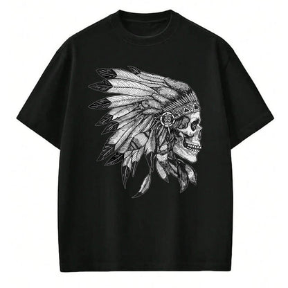 Native American T-Shirts, Vintage Native American Unisex T-Shirt/Hoodie/Sweatshirt HLT00 - American Motorcycle Skull Native Indian Eagle Chief Vintage