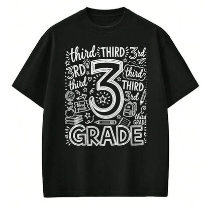 Best Student Shirt, Funny Back To School UnisexT-Shirt/Hoodie/Sweatshirt HLT00 - 3rd Grade Typography Team Third Grade Teacher Back to School T-Shirt, Men, Black, 3X-Large