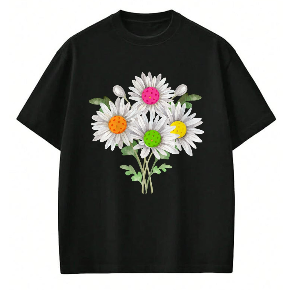 Funny Pickleball Shirt, Pickleball Lover Unisex T-Shirt/Hoodie/Sweatshirt HLT00 - Daisy Pickleball Flower Pickleball Player Paddleball Lover T-Shirt
