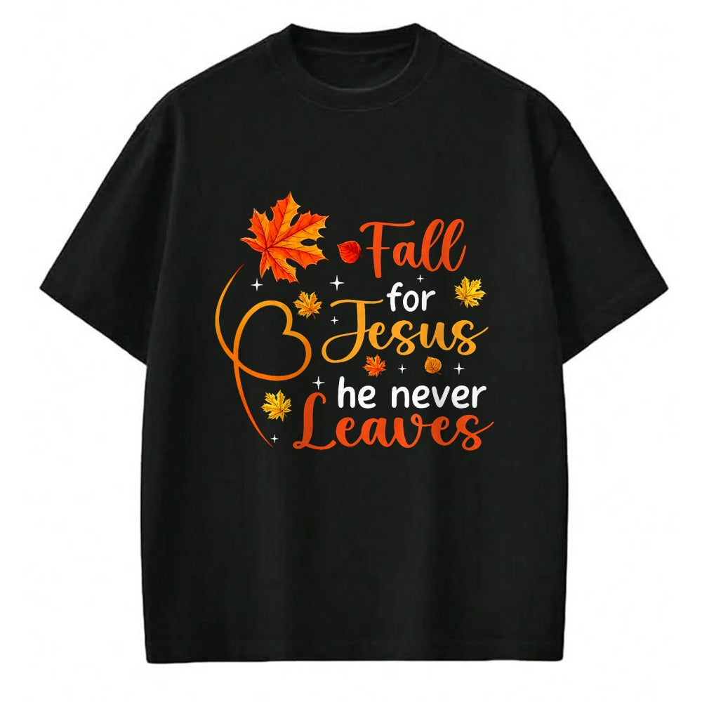 Best Thanksgiving Family Shirt , Funny Thanksgiving UnisexT-Shirt/Hoodie/Sweatshirt HLT00 - Fall for Jesus He Never Leaves Christian Faith Cross Pumpkin T-Shirt