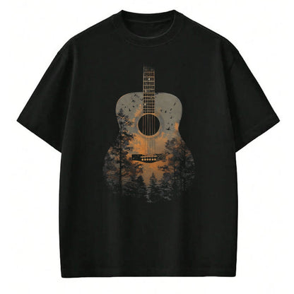 Guitar Lover Shirt, Funny Guitar UnisexT-Shirt/Hoodie/Sweatshirt HLT00 - Acoustic Guitar Outdoors Distressed Nature T-Shirt