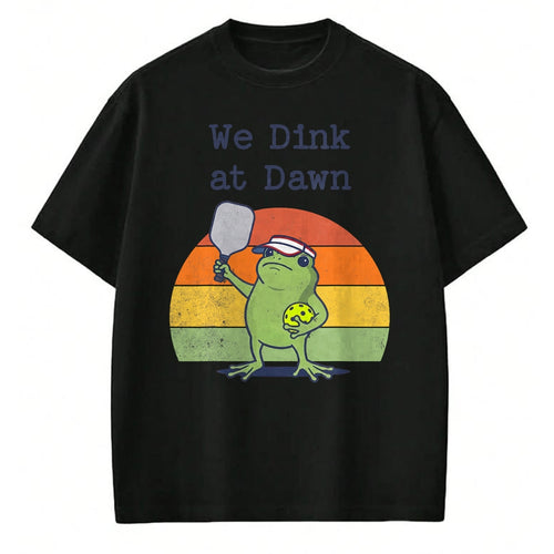 Funny Pickleball Shirt, Pickleball Lover Unisex T-Shirt/Hoodie/Sweatshirt HLT00 - We Dink at Dawn Funny Pickleball Frog Player T-Shirt