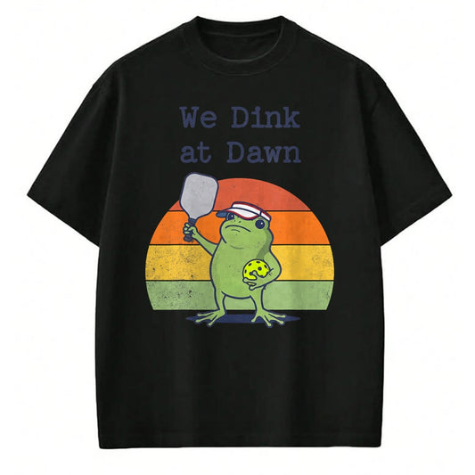 Funny Pickleball Shirt, Pickleball Lover Unisex T-Shirt/Hoodie/Sweatshirt HLT00 - We Dink at Dawn Funny Pickleball Frog Player T-Shirt
