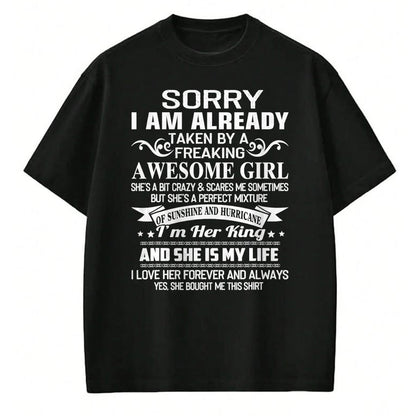 Best Husband Shirt, Wife and Husband Unisex T-Shirt/Hoodie/Sweatshirt HLT00 - Sorry I Am Already Taken By Freaking Awesome Girl Gifts T-Shirt