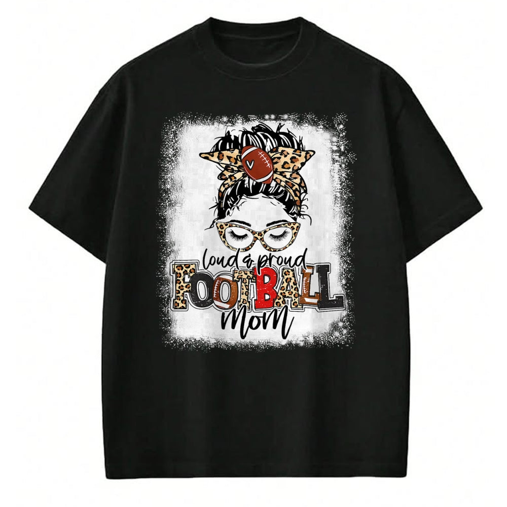 Gift for Mom Shirt, Funny Mom Unisex T-Shirt/Hoodie/Sweatshirt HLT00 - Loud And Proud Football Mom Bleached Leopard Football Mama T-Shirt